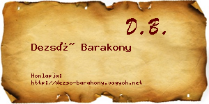 Dezső Barakony névjegykártya